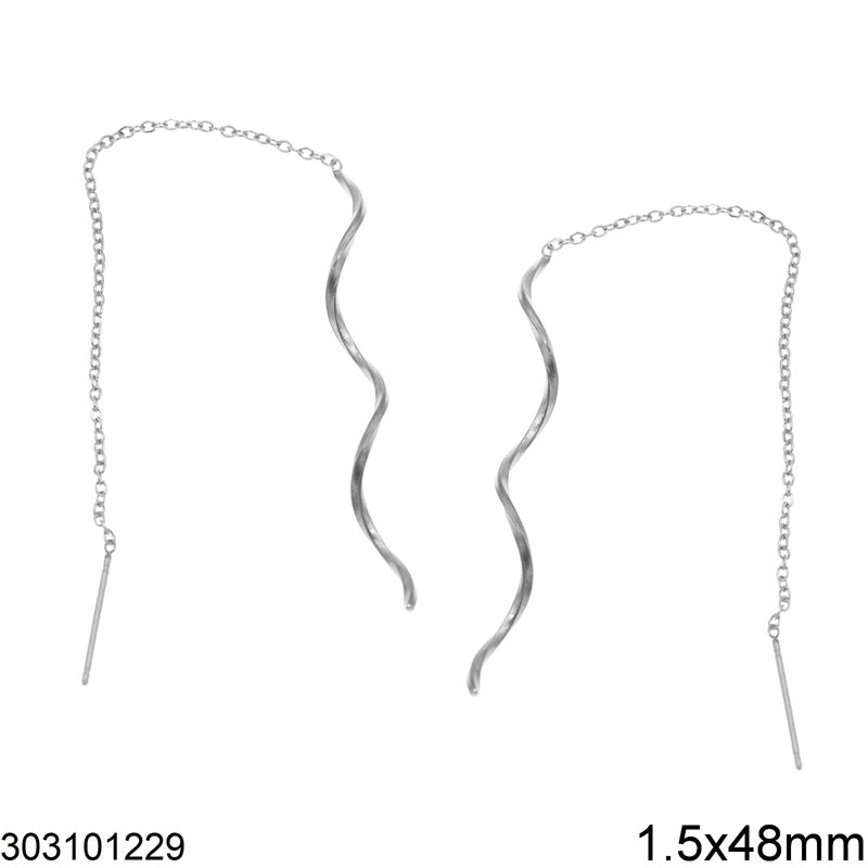 Σκουλαρίκια Ατσάλινα Αλυσίδα με Κρεμαστή Τεθλασμένη Βέργα 1.5x48mm