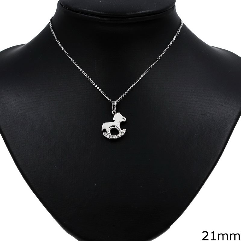 Stainless Steel Necklace Horse 21mm