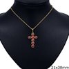 Stainless Steel Necklace Cross with Enameled Eyes 21x38mm