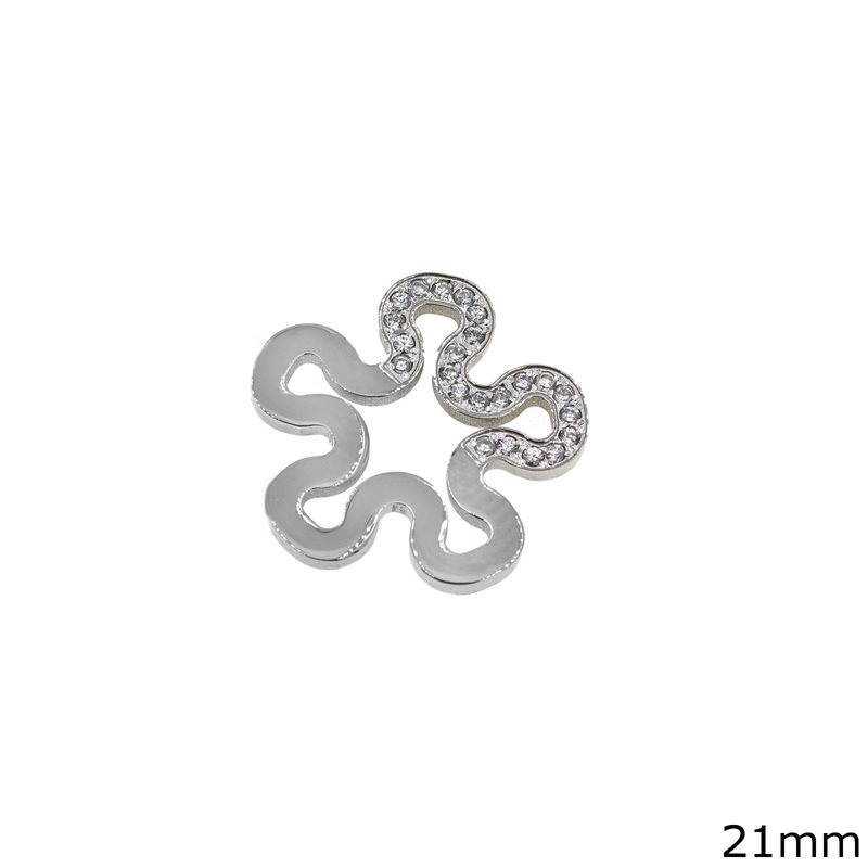 Stainless Steel Pendant Flower with Zircon 21mm