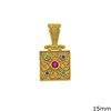 Silver 925 Square Pendant Byzantine with Zircon 15mm