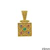 Silver 925 Square Pendant Byzantine with Zircon 15mm