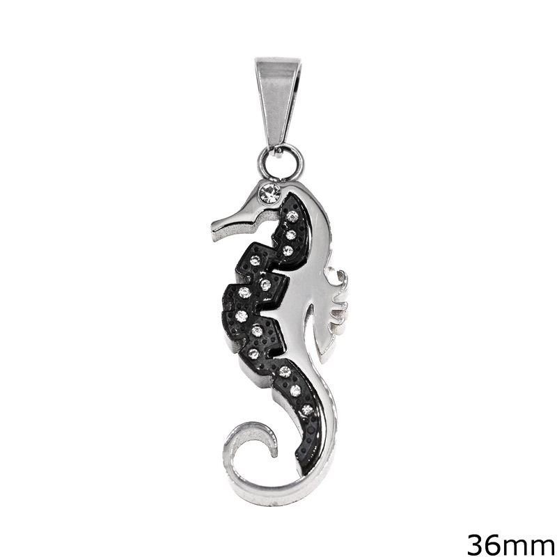 Stainless Steel Pendant Seahorse 36mm