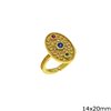 Δαχτυλίδι Ασημένιο 925 Οβάλ Βυζαντινό με Ζιργκόν 14x20mm