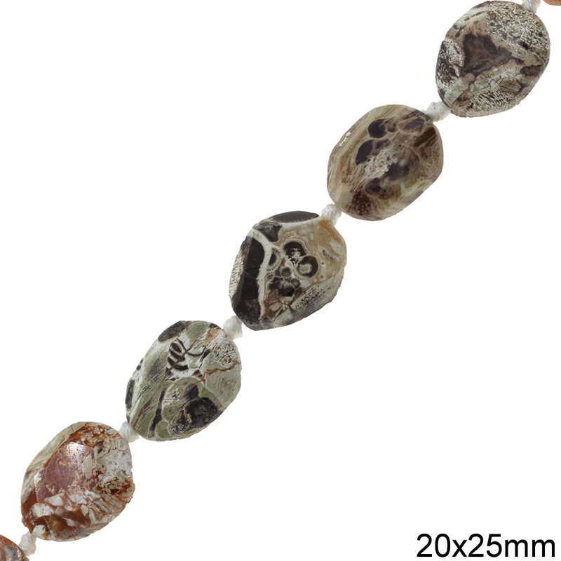 Agate Oval Flat Beads 20x25mm, Biege Brown