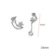 Σκουλαρίκια Ασημένια 925 Ημισέληνος με Αστέρια 10-15mm και Ζιργκόν 