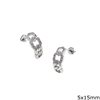 Silver 925 Chain Earrings with Zircon 5x15mm