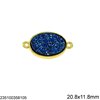 Brass Oval Spacer with Plastic Stone 20.8x11.8mm
