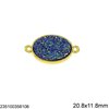 Brass Oval Spacer with Plastic Stone 20.8x11.8mm