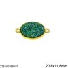 Brass Oval Spacer with Plastic Stone 20.8x11.8mm