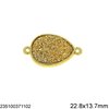 Brass Pearshape Spacer with Plastic Stone 22.8x13.7mm