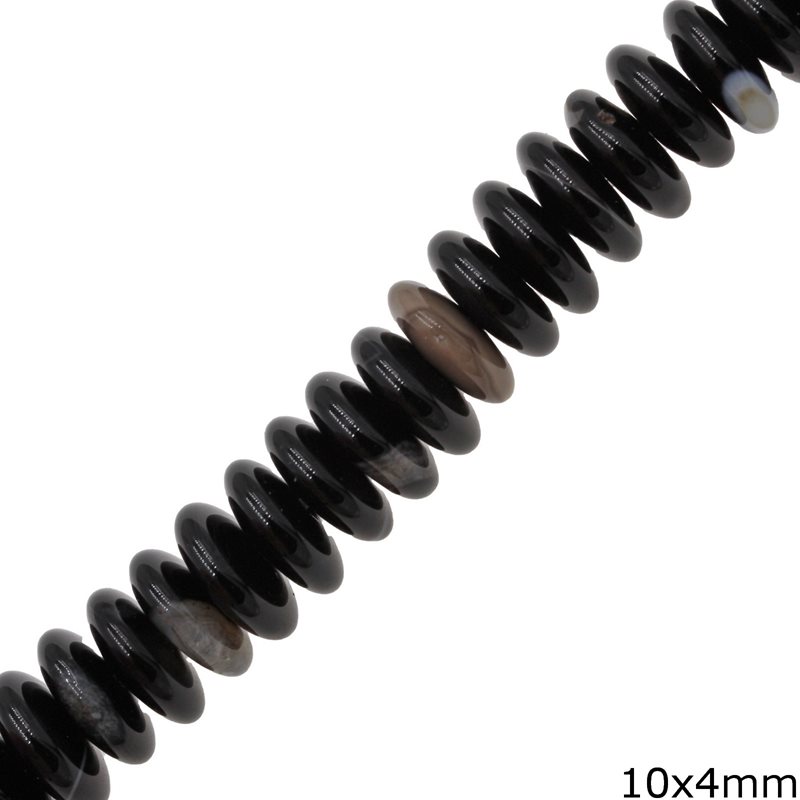 Onyx Rondelle Beads 10x4mm