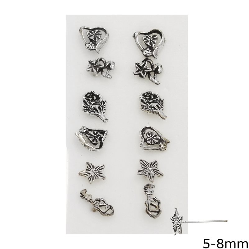 Silver 925 Nose Pin Studs in Various Designs Oxyde 5-8mm