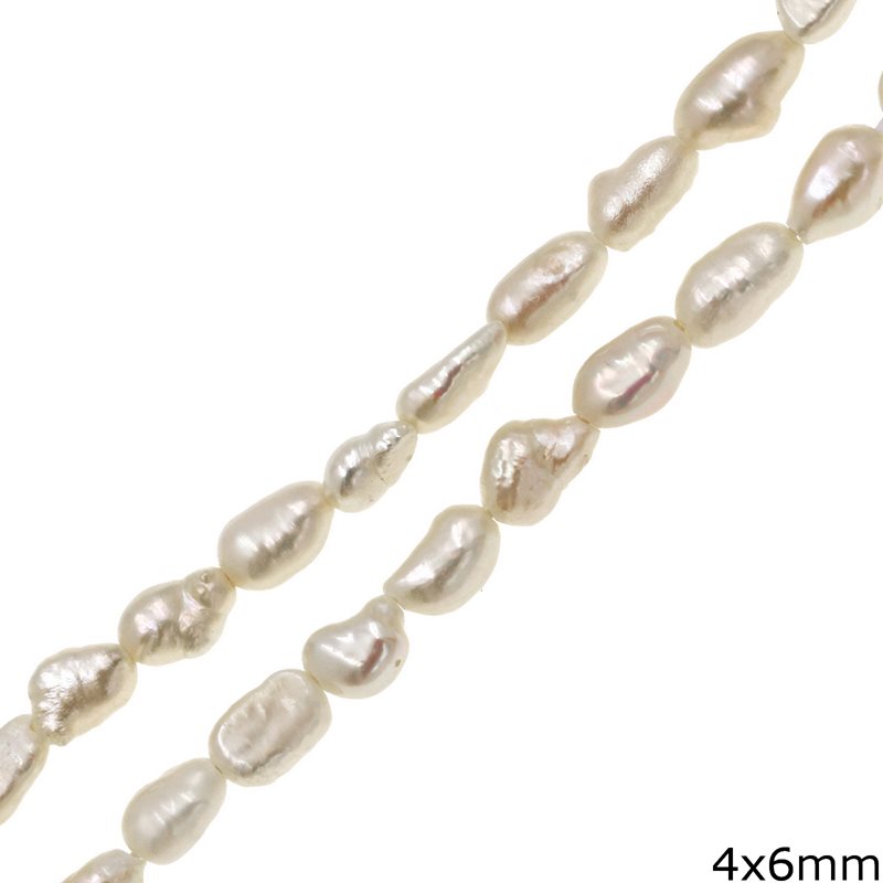 Baroque Rice Flat Freshwater Pearl Beads 4x6mm 