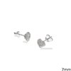 Silver 925 Earrings Heart with Knot 7mm