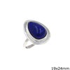 Silver 925 Pearshaped Ring with Lapis Stone 19x24mm