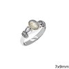 Silver 925 Ring with Oval Semi Precious Stone 7x9mm