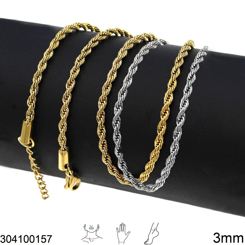 Stainless Steel Rope Chain 3mm