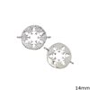 Silver 925 Spacer Snowflake Outline Style in Circle 14mm