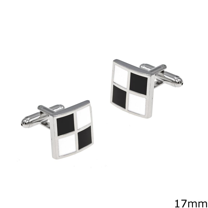 Stainless Steel Square Cufflinks Chessboard 17mm