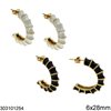 Stainless Steel Stud Earrings with Enamel 6x28mm