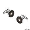 Stainless Steel Cufflinks with Transparent Enamel and Designs 18mm
