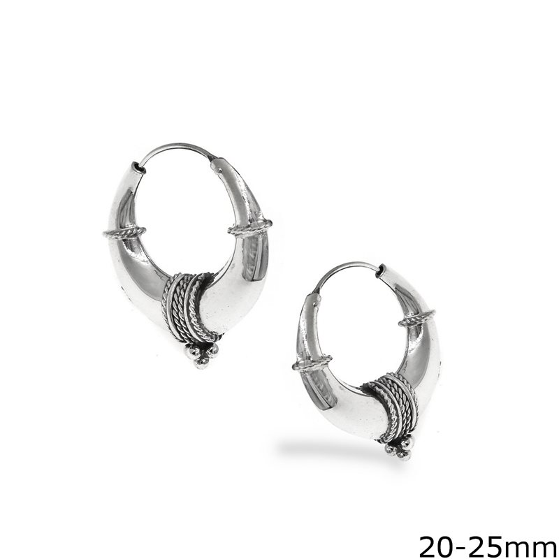 Silver 925  Hoop Earrings with Knot 20-25mm