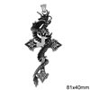 Stainless Steel Pendant Cross with Dragon 81x40mm
