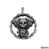 Stainless Steel Round Pendant with Skull 40mm