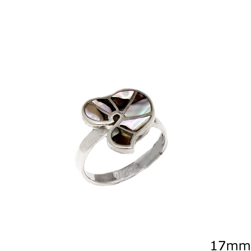 Silver 925 Ring Heart with Mop-shell 17mm