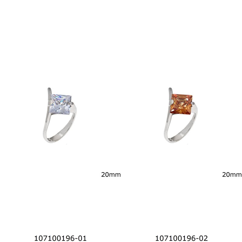 Silver 925 Ring with Square Zircon 20mm