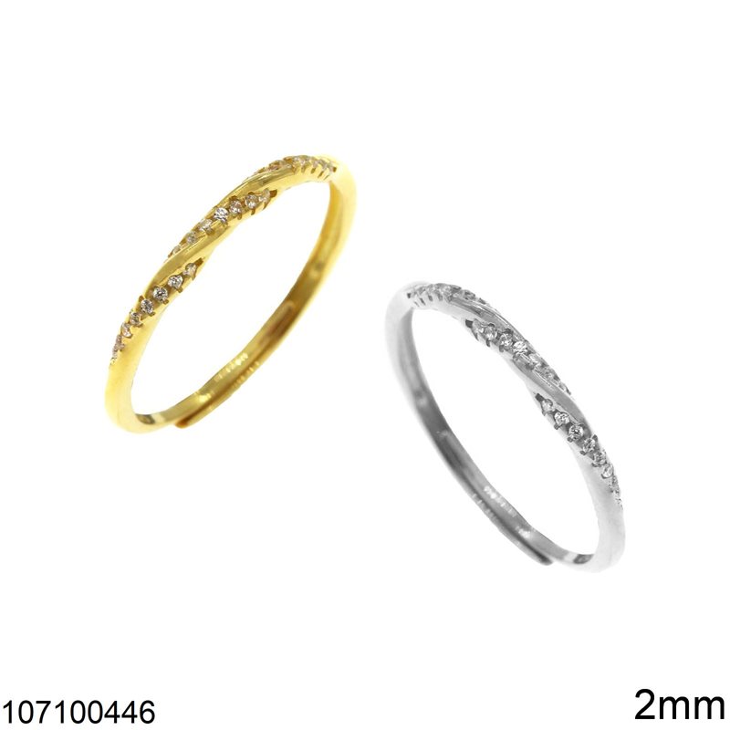 Δαχτυλίδι Ασημένιο 925 Βέρα με Ζιργκόν Ανοιγόμενο 2mm