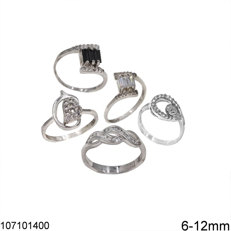 Silver 925 Ring Design with Zircon 6-12mm