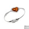Silver 925 Cuff Bracelet Heart with Amber 20mm,63mm