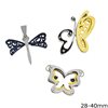 Stainless Steel Pendant with Butterflies 28-40mm