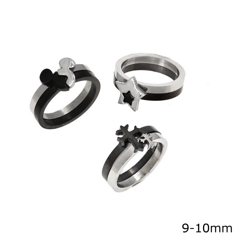 Stainless Steel Double Ring 2.5mm with Various Motif