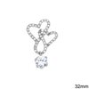 Silver 925 Pendant Double Heart with Zircon 32mm