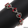 Silver 925 Bracelet Heart with Semi Precious Stones and Marcasite 14mm