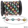 Stainless Steel Chain with Enameled Evil Eye 6mm
