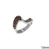 Silver 925 Ring with Marcasite and Semi Precious Stones 13mm