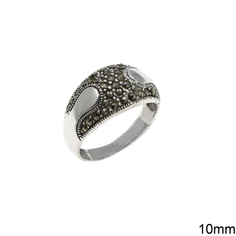 Silver 925 Ring with Marcasite 10mm