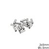 Silver 925 Tube Bead Loustre  2x5mm with Hole 1,5mm Rhodium Plated
