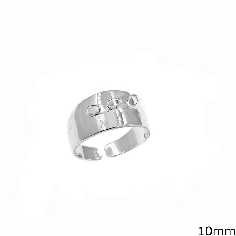 Δαχτυλίδι Ασημένιο 925 Βάση Ανοιγόμενο 10mm με Κρικάκια