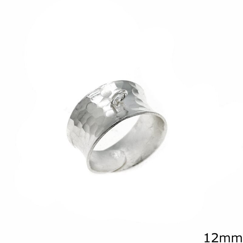 Silver 925 Openable Hammered Ring Base 12mm and Loops