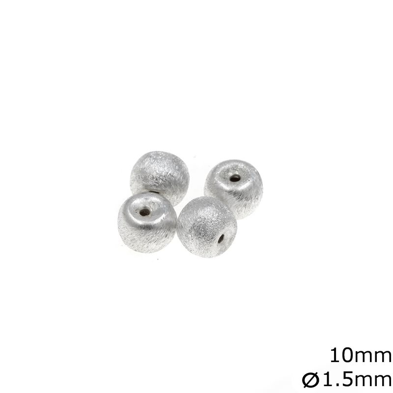 Silver 925 Bead with Satin Finish 10mm, Hole 1.5mm
