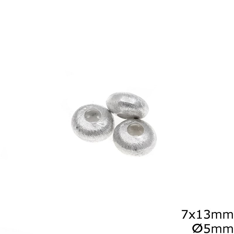 Silver 925 Rondelle Bead 7x13mm , Hole 5mm