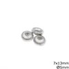 Silver 925 Rondelle Bead 7x13mm , Hole 5mm
