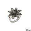 Silver 925 Ring Flower with Marcasite 24mm