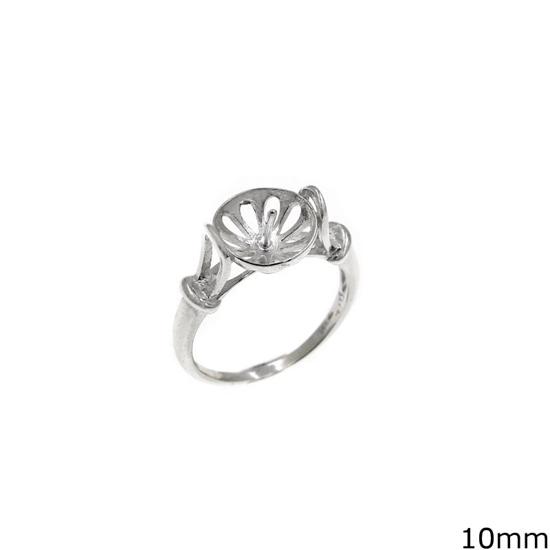 Δαχτυλίδι Ασημένιο 925  Βάση με Υποδοχή για Πέρλα 10mm 