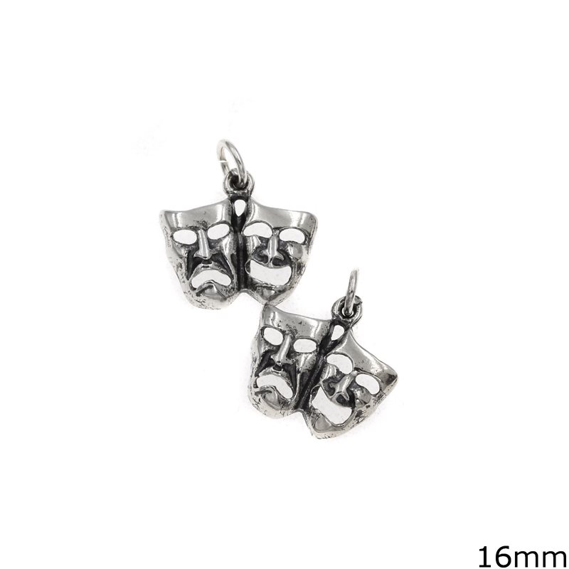 Silver 925 Pendant Greek Theatre Masks 16mm
